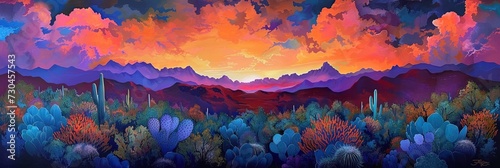 Arizona desert sunset panoramic