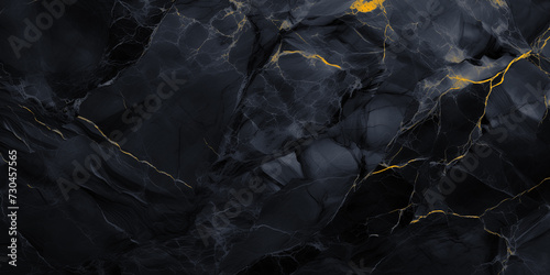 Wide surface of black marble abstract stone texture with gold veins dark-gray tone. For wallpaper, banner, background design photo