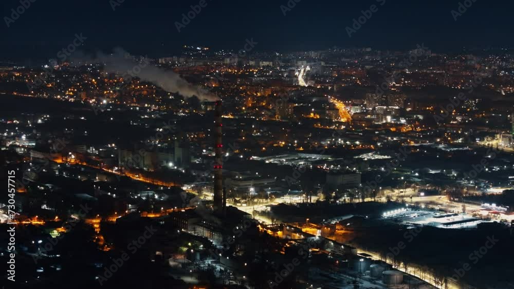 Aerial drone view of Chisinau city covered in snow at night, blue hour. Moldova Aerial drone view of Chisinau city covered in snow at night, blue hour. Moldova