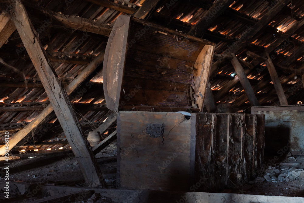 Old treasure chest in the attic Old treasure chest in the attic