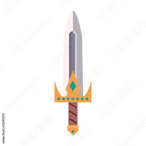 Isolated colored retro videogame sword medieval weapon icon Vector