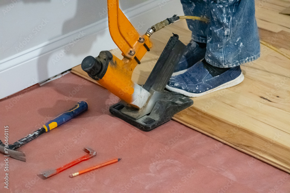 Fototapeta premium laying parquet flooring