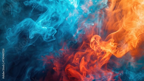 Red and blue fire abstract background. Generative AI. © Dusit