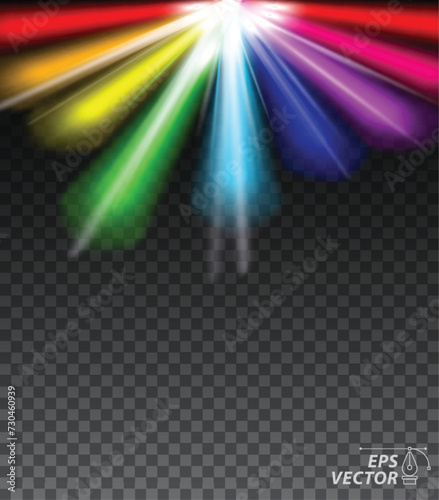 Colorful glowing bright light or rainbow shining star busting explosion concept. 3D Illustration