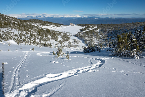 Winter view of Pirin Mountain near Bezbog Peak, Bulgaria