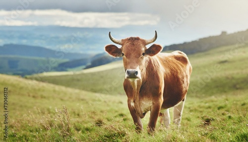 Cow with livestock tag at cattle farm