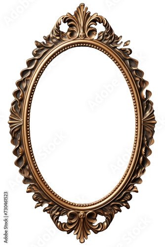 Elegant Oval Ornate Mirror with Golden Frame - Transparent Background PNG