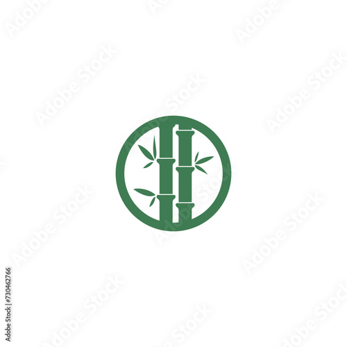 bamboo logo design on circle shape illustration vector