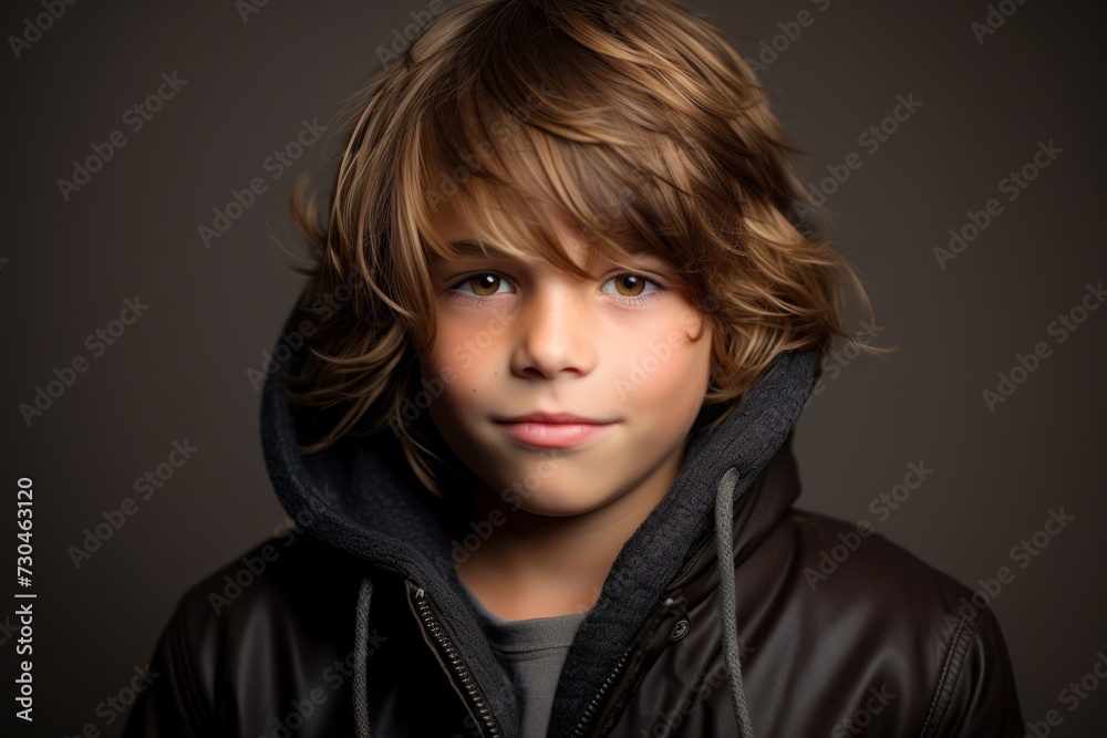 Portrait of a cute little boy with blond hair. Studio shot. Portrait of a cute little boy with blond hair. Studio shot.
