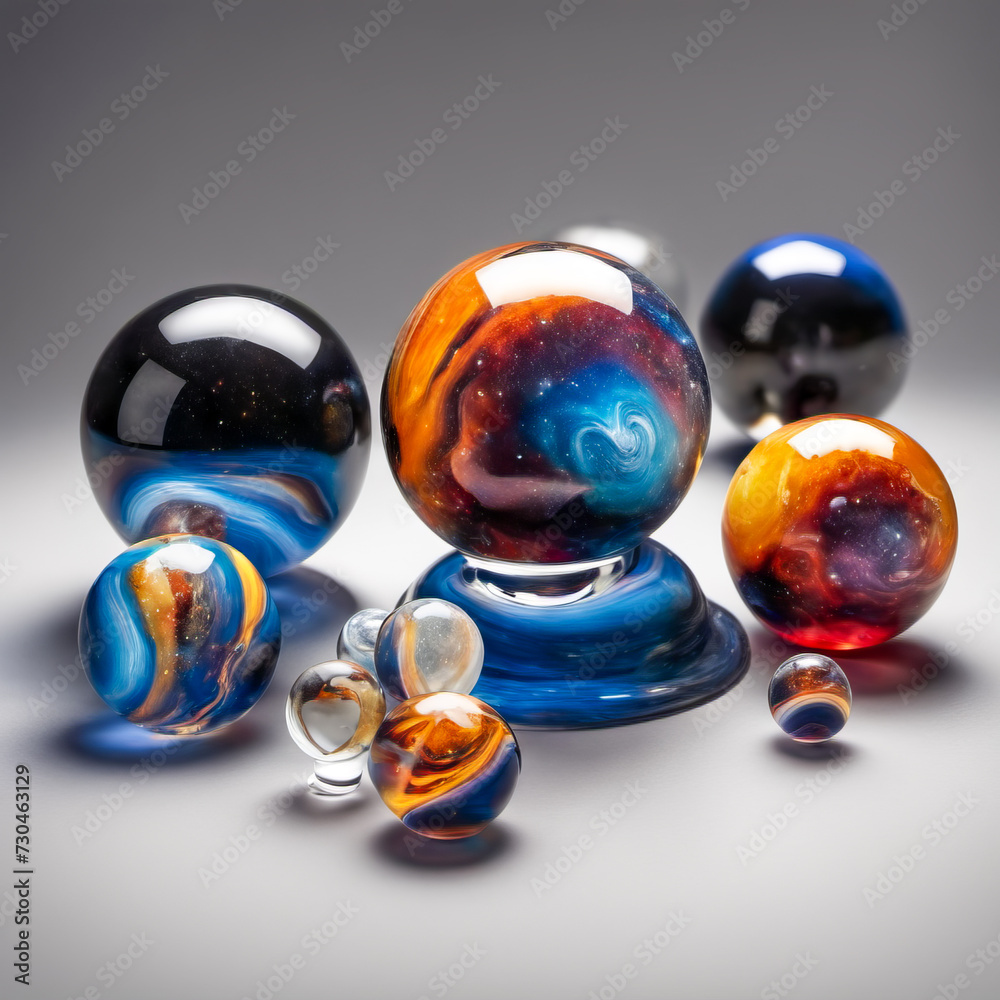 Fototapeta premium abstract background composed of colorful marbles resembling planets galaxies and the universe