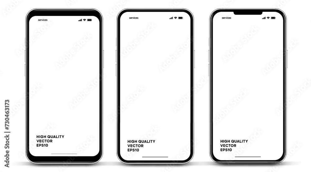 3D realistic high quality smartphone mockup with isolated background. Smart phone mockup collection. Device front view. 3D mobile phone with shadow on white background. 3D realistic high quality smartphone mockup with isolated background. Smart phone mockup collection. Device front view. 3D mobile phone with shadow on white background.