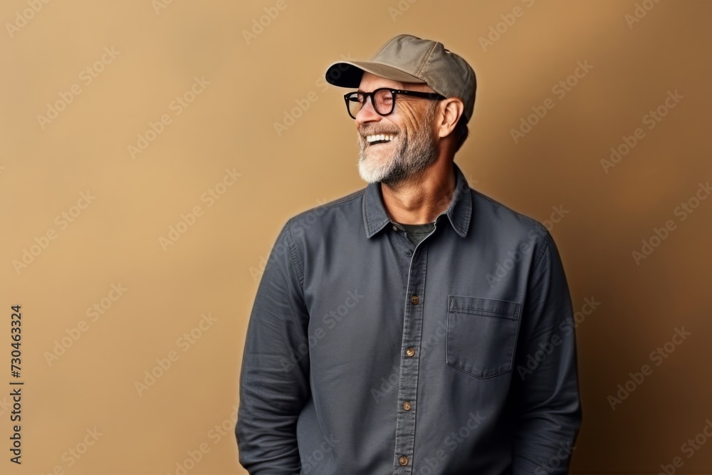 Portrait of a smiling senior man wearing a cap and glasses. Portrait of a smiling senior man wearing a cap and glasses.