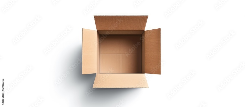 Obraz premium Empty brown closed cardboard box with shadow on white background.AI generated image