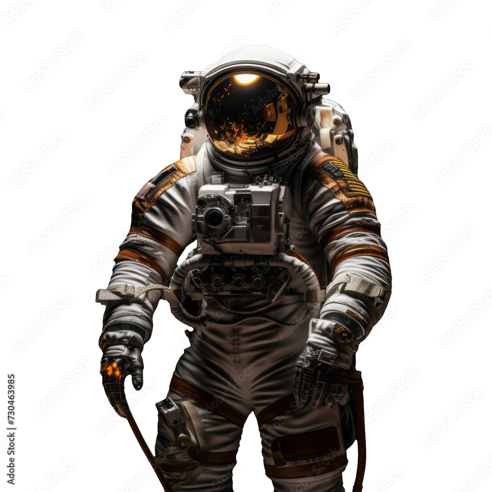 Space Explorer: Isolated Astronaut in Suit on Transparent Background - Stock Image