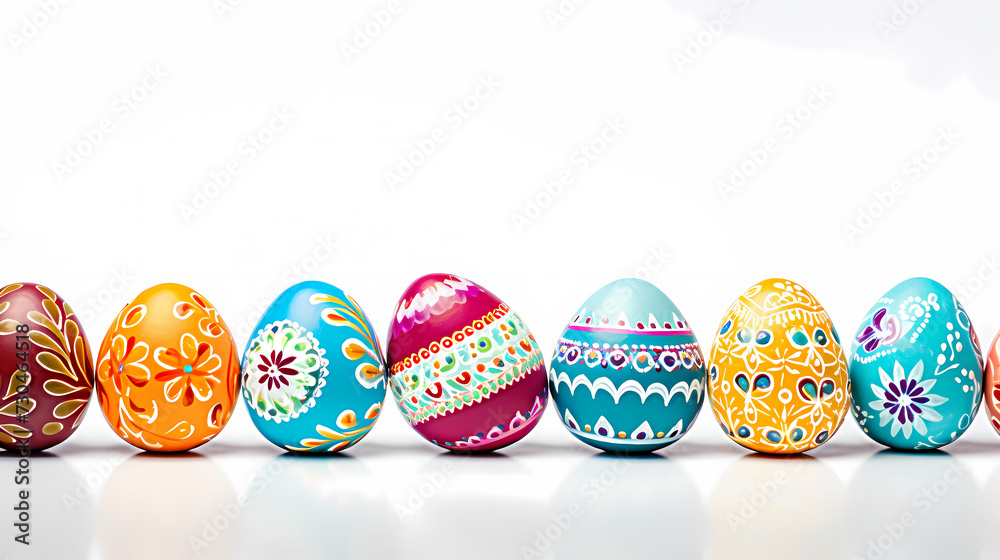 Easter background, many colorful Easter eggs