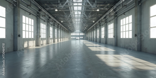 Spacious Industrial Hall Bathed in Natural Light