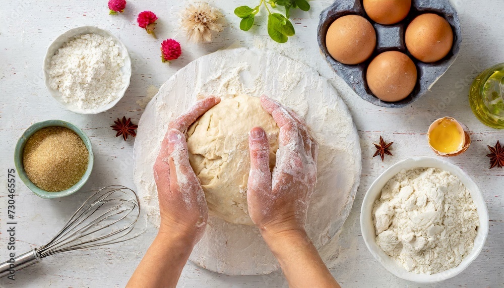 Fototapeta premium Hand kneading the dough (buyuk).jpg, 347- Hand kneading the dough 