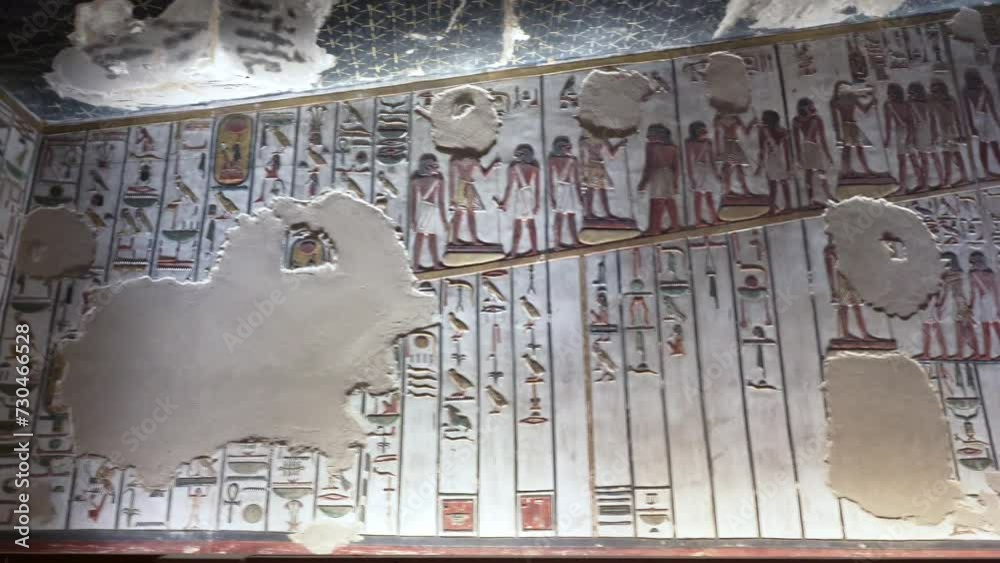 King Seti tomb at the Valley of Kings .Luxor . Egypt. Hieroglyphics in ...