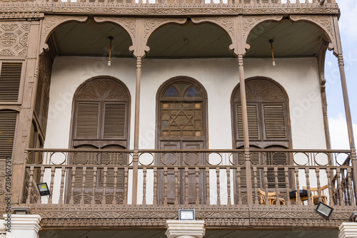 Balcony on a Hijazi tower house.