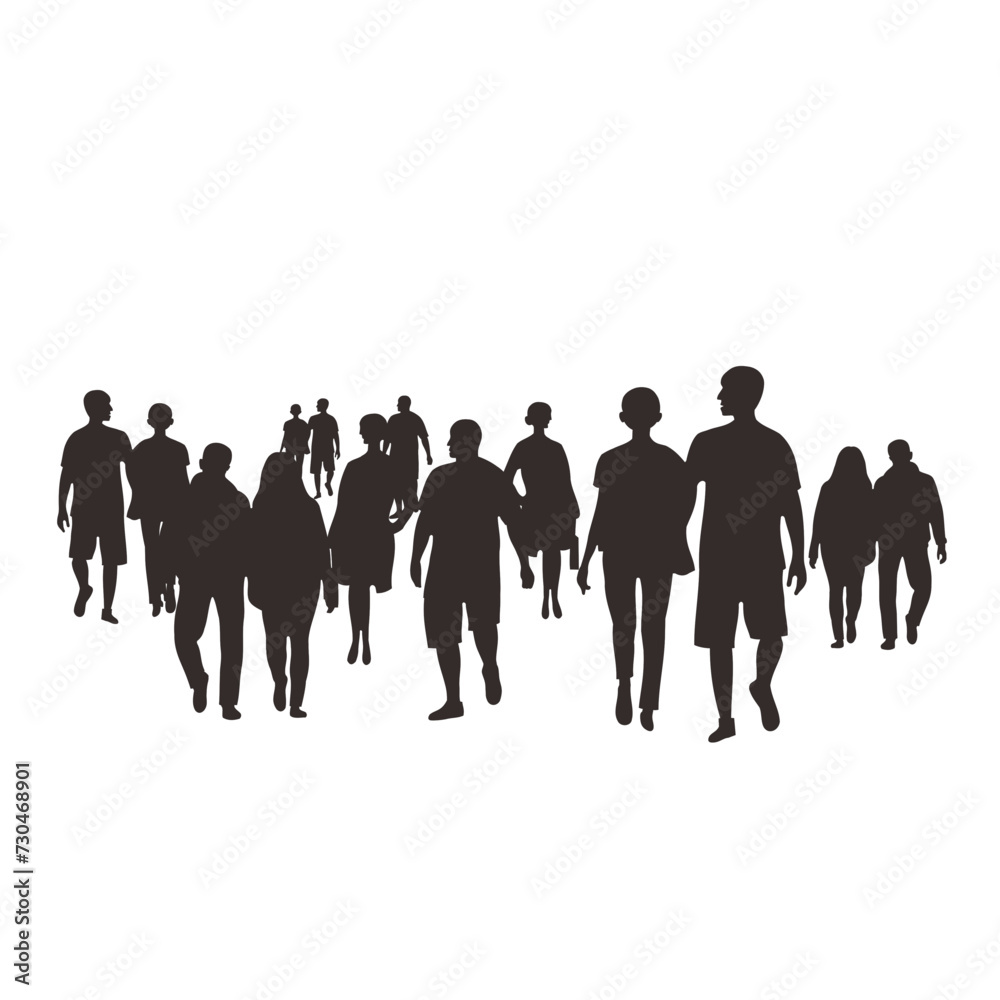 Crowd of people going to a meeting silhouette