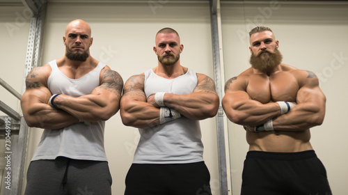 three intimidating muscular men posing