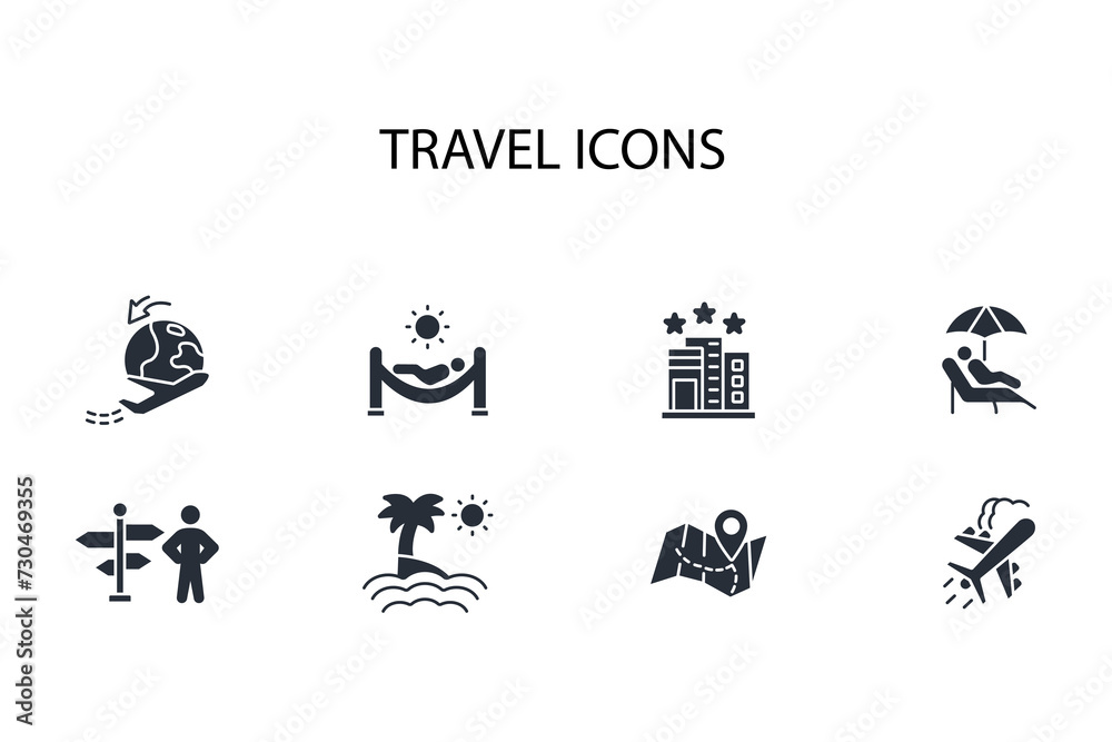 Travel icon set.vector.Editable stroke.linear style sign for use web design,logo.Symbol illustration.