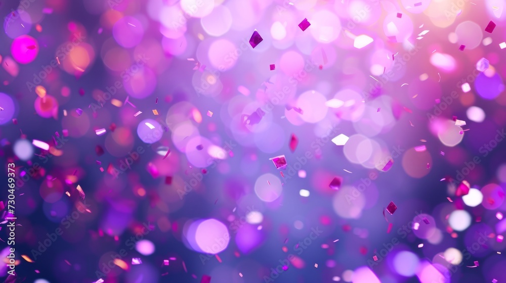 Artistic purple bokeh confetti display on a creative and imaginative soft purple background generative ai