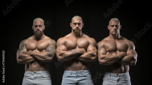 three intimidating muscular men posing