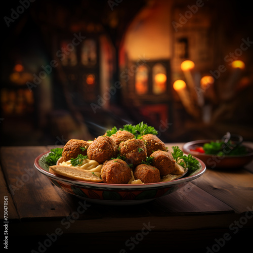 Falafel Deep-fried balls or patties made from ground chickpeas or fava beans, served in a pita