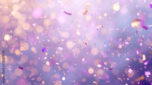 Bokeh-inspired confetti with a dreamy effect against a soft lavender background generative ai