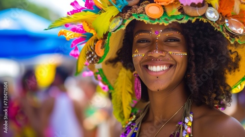 Brazilian carnival colorful and vibrant A portrait of a participant generative ai