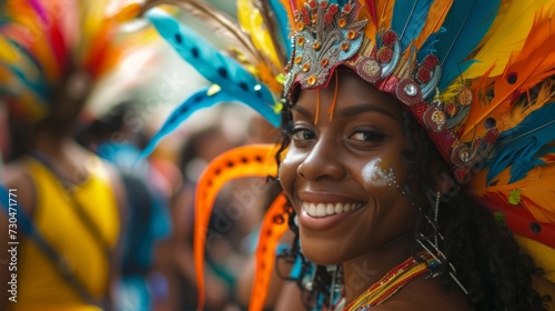 Brazilian carnival colorful and vibrant A portrait of a participant generative ai photo