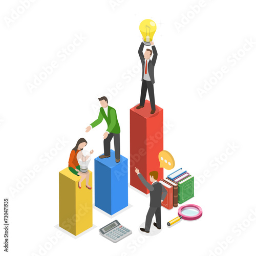 3D Isometric Flat Vector Illustration of Teamwork And Collaboration, Dedicated Team. Item 1