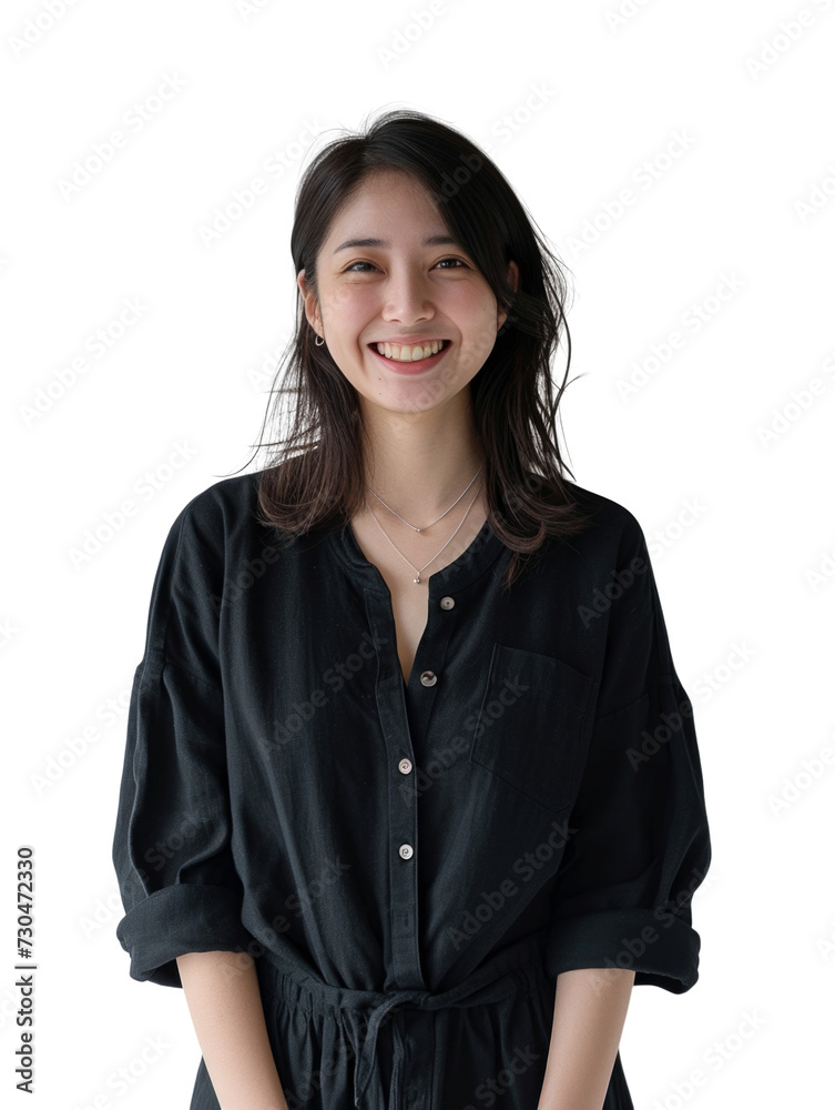 Young asian lady with casual wear transparent background