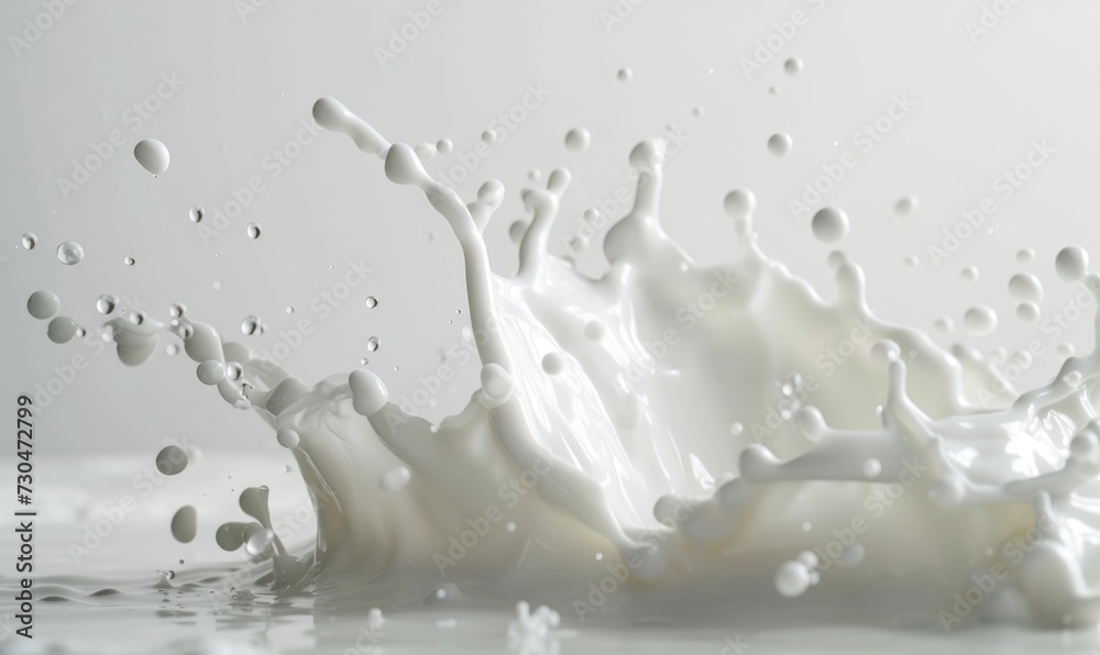 splashing milk on white background close up. pours milk