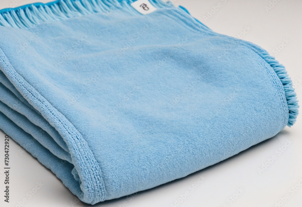 Blue microfiber cleaning cloth, small towel isolated on transparent background, top view 