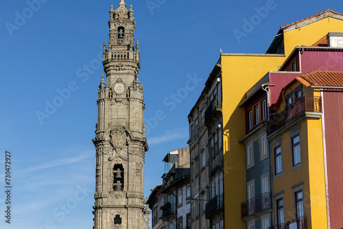 Wallpaper Mural View of the tower of Clerigos in Porto, with the colorful typical houses. City of Porto, Portugal. Torontodigital.ca