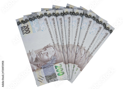 Money in the form of a fan. Money from Brazil. 200 reais. 3d rendering.