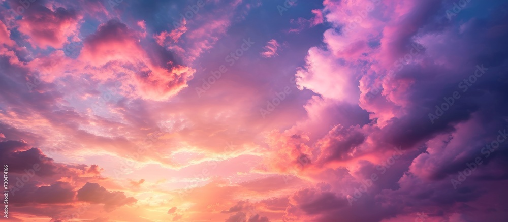 Abstract background of a beautiful, stormy sunset sky with clouds.