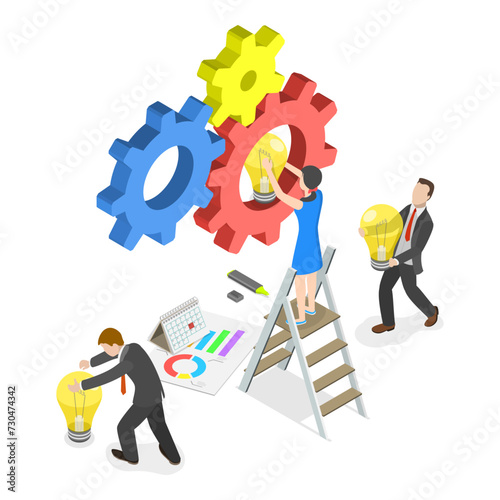 3D Isometric Flat Vector Illustration of Teamwork And Collaboration, Dedicated Team. Item 2