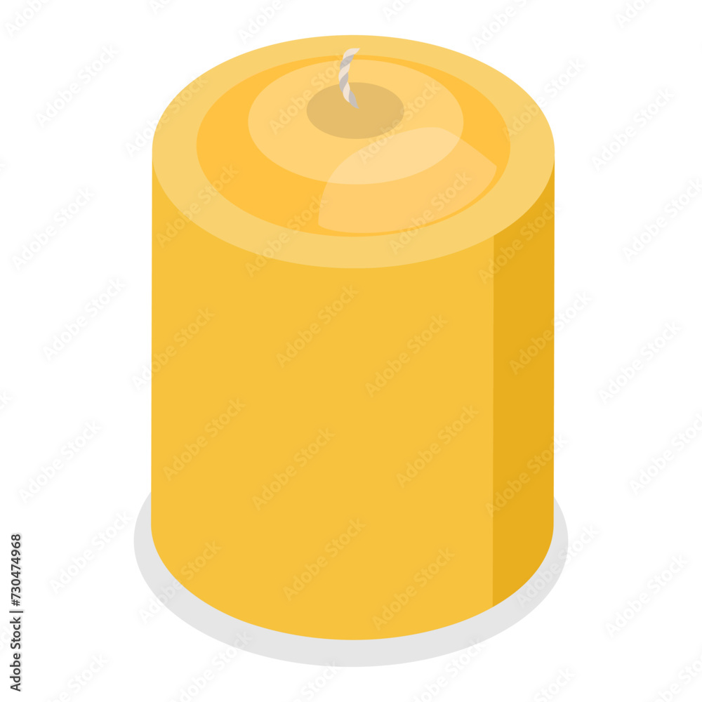 3D Isometric Flat Vector Set of Wax Candles, Stages Of Burning. Item 5 3D Isometric Flat Vector Set of Wax Candles, Stages Of Burning. Item 5
