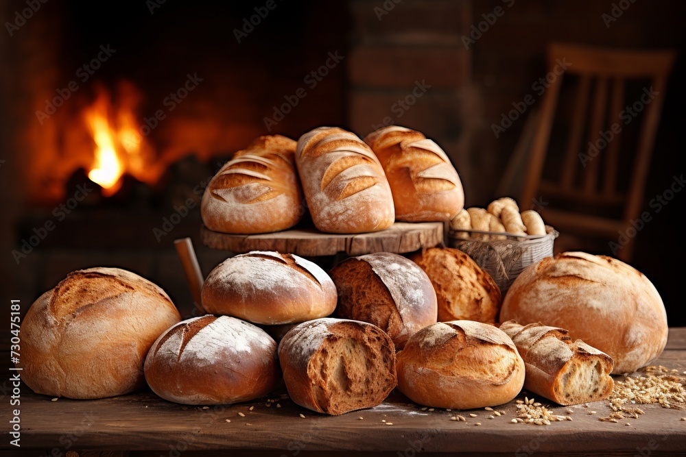 Bakery with shelves full of fresh baked bread