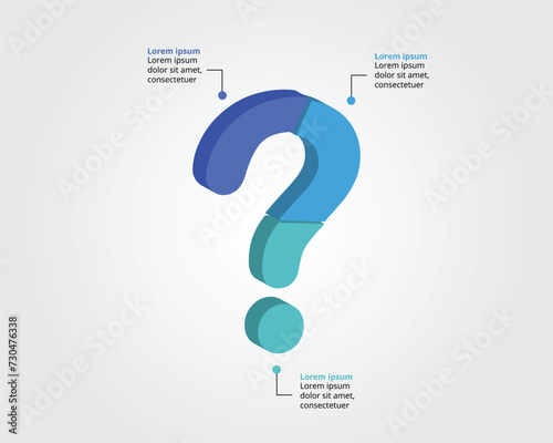 question mark 3 step template for infographic for presentation for 3 element