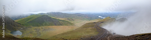 Panoramic view of Snowdon Mountain at Clogwyn Station