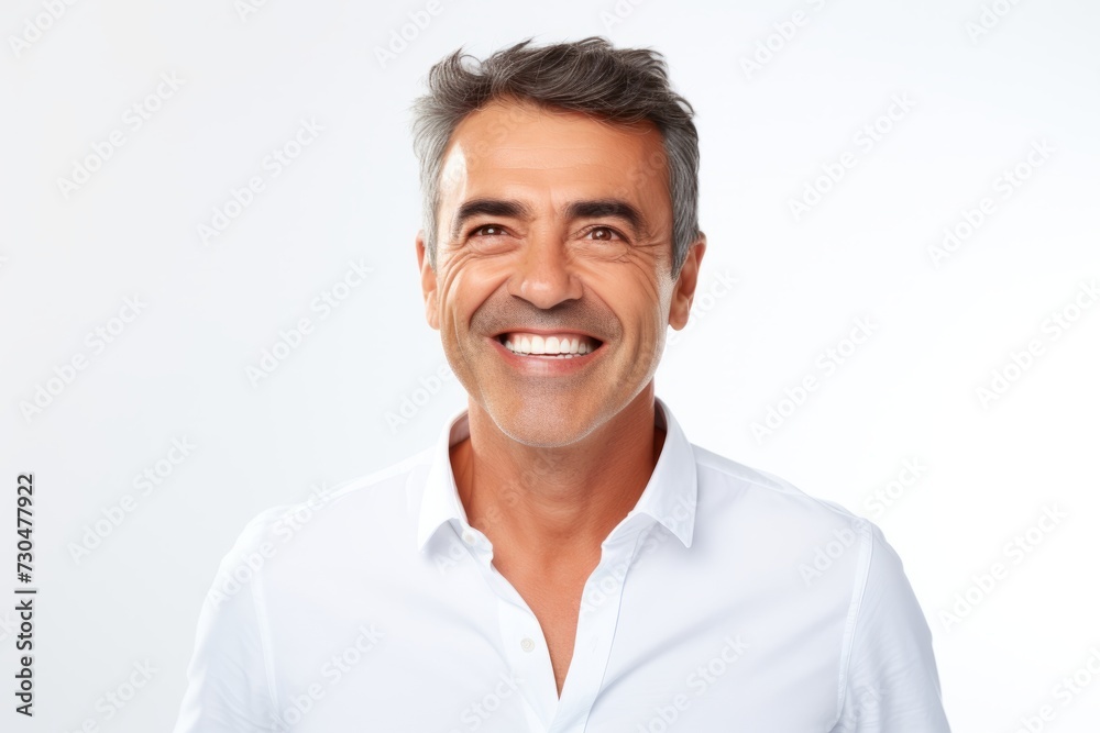 Portrait of happy mature man smiling at camera. Isolated on white background. Portrait of happy mature man smiling at camera. Isolated on white background.