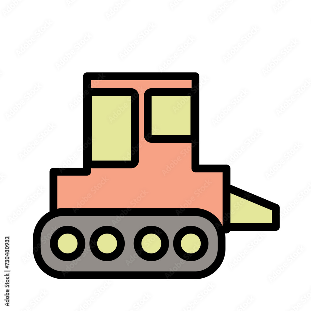 Backhoe Bulldozer Construction Filled Outline Icon