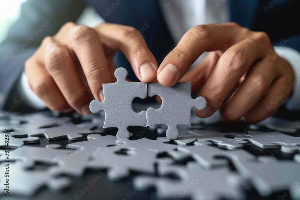 Hands join puzzle pieces, putting the jigsaws team together, business concept
Hands join puzzle pieces, putting the jigsaws team together, business concept