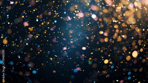 Sophisticated black background highlighting the bokeh-style confetti generative ai