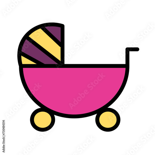 Baby Buggy Kids Filled Outline Icon