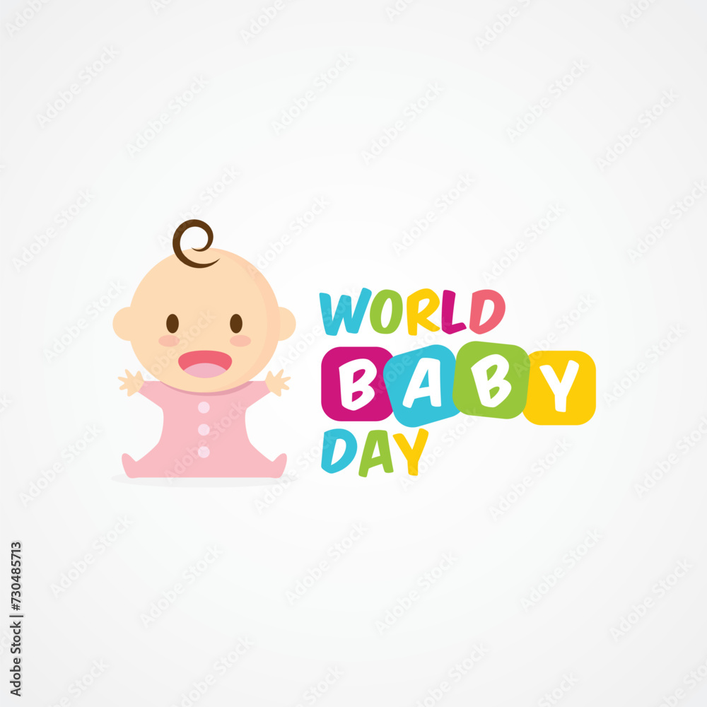 World Baby Day Vector Illustration. Suitable for greeting card, poster and banner. Recognizes the wonders and joys that babies bring to our lives and highlights the importance of their well-being.